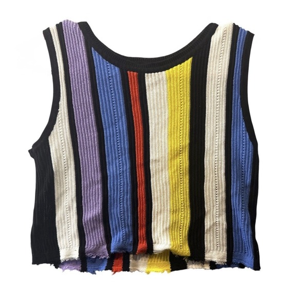 Cider Tops - Cider Women's Size Small Vertical Colorful Stripe Knit Crop Top Sleeveless